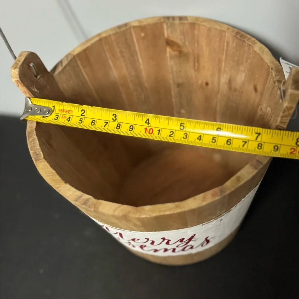 Rustic Merry Christmas Wooden Bucket - Picture 7 of 7